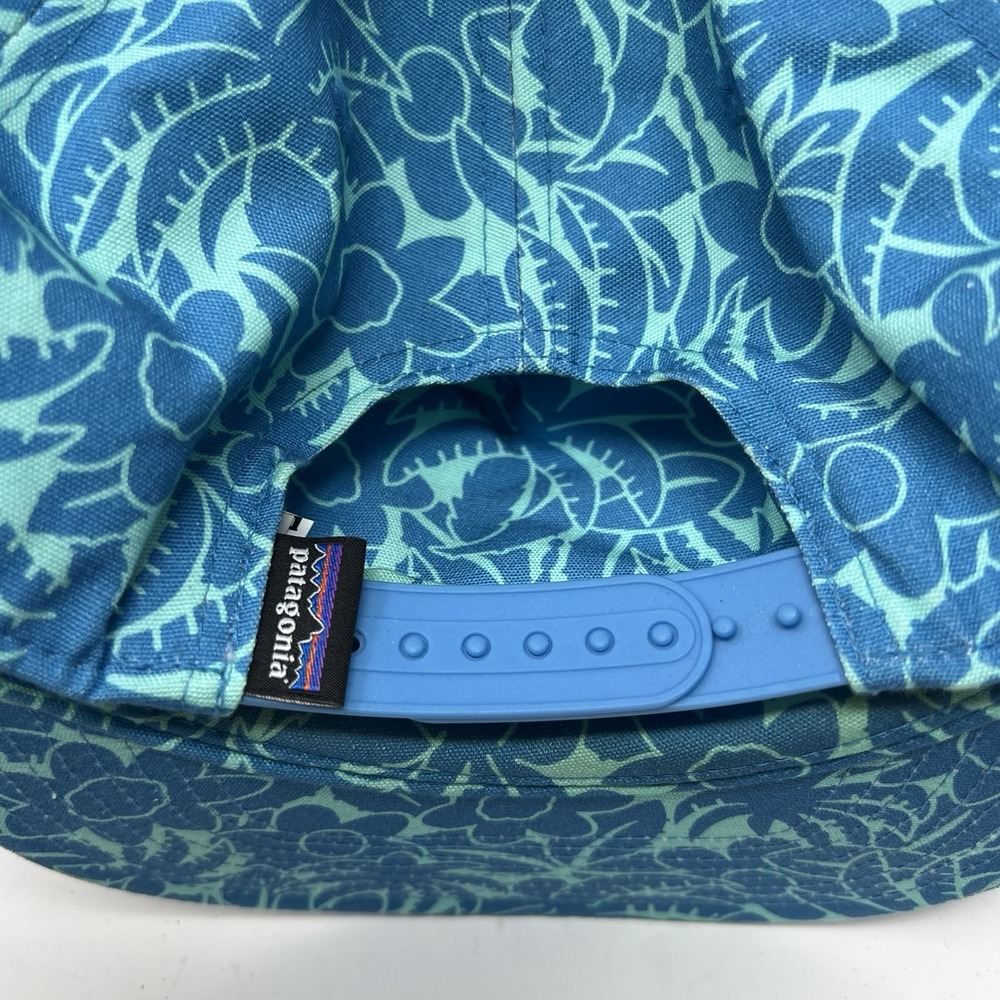 Patagonia Hat Cap Snapback Blue Floral Palm Mens NetPlus Organic Cotton Tropical - Picture 6 of 11